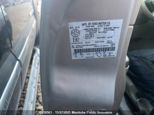 2008 Ford Escape Xlt V6 VIN: 1FMCU93188KA40834 Lot: 20230563