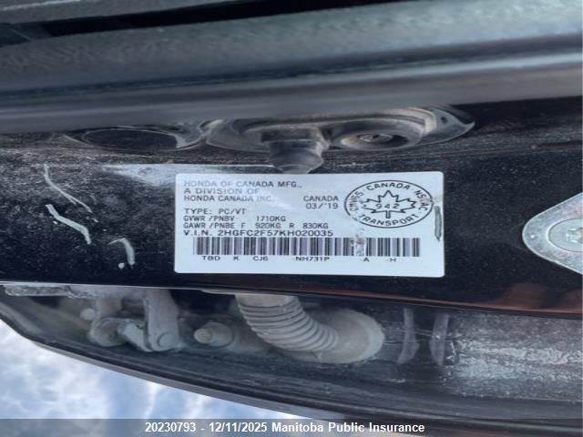 2019 Honda Civic Lx VIN: 2HGFC2F57KH020035 Lot: 20230793