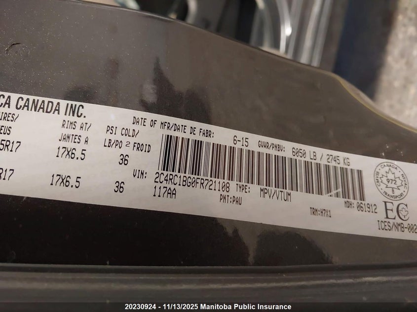 2C4RC1BG0FR721108 2015 CHRYSLER TOWN & COUNTRY photo no. 9