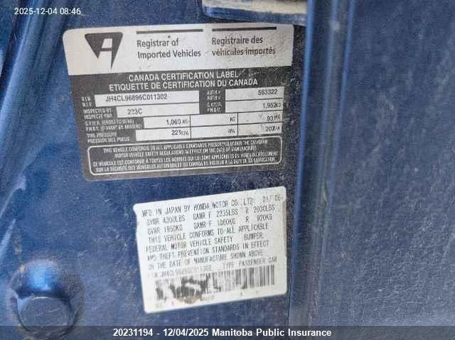 JH4CL96896C011302 2006 ACURA TSX photo no. 9