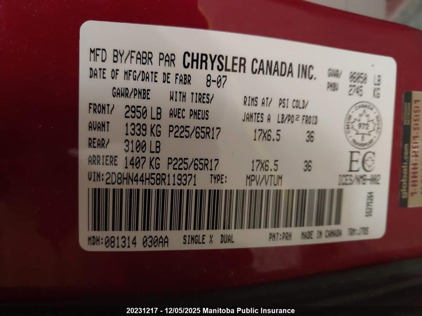 2D8HN44H58R119371 2008 DODGE CARAVAN photo no. 9