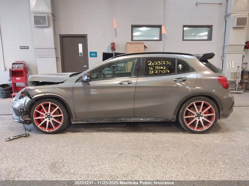 2016 Mercedes Benz Gla45 VIN: WDDTG5CB8GJ274317 Lot: 20231231