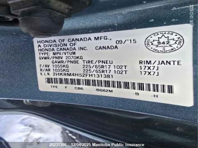 2HKRM4H52FH131381 2015 HONDA CR-V photo no. 9