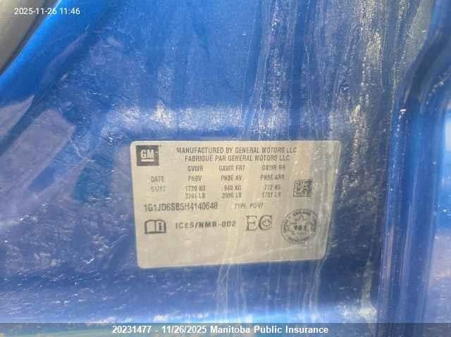 2017 Chevrolet Sonic Lt VIN: 1G1JD6SB5H4140648 Lot: 20231477