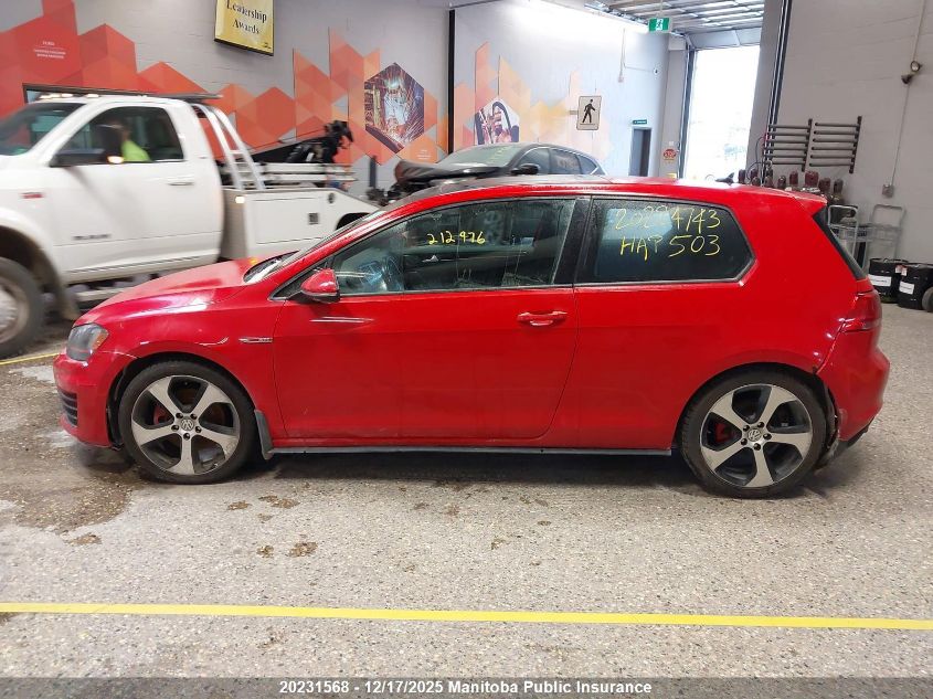 2015 Volkswagen Gti 2.0T VIN: 3VWYT7AU5FM028853 Lot: 20231568