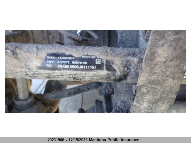 2018 Polaris Sportsman 450 H.o Efi 4X4 VIN: 4XASEA500JA111157 Lot: 20231906