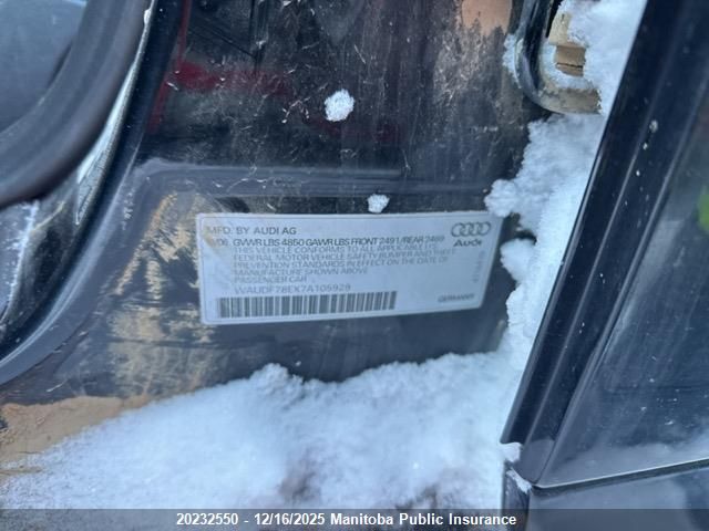 2007 Audi A4 2.0T Quattro VIN: WAUDF78EX7A105929 Lot: 20232550