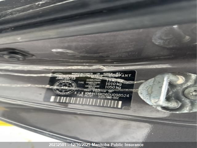 2013 Hyundai Genesis 2.0T VIN: KMHHT6KD6DU098524 Lot: 20232581