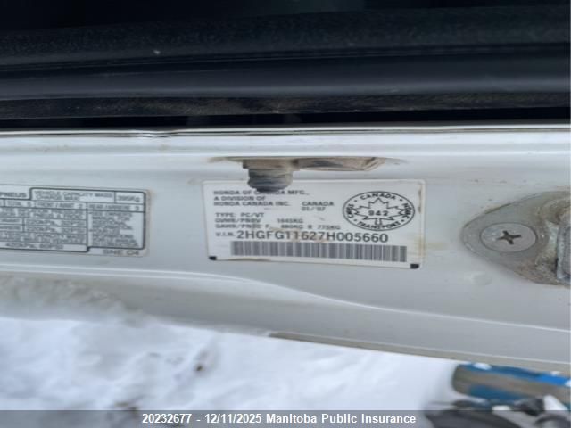 2007 Honda Civic Lx VIN: 2HGFG11627H005660 Lot: 20232677