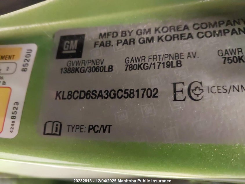 KL8CD6SA3GC581702 2016 CHEVROLET SPARK photo no. 9