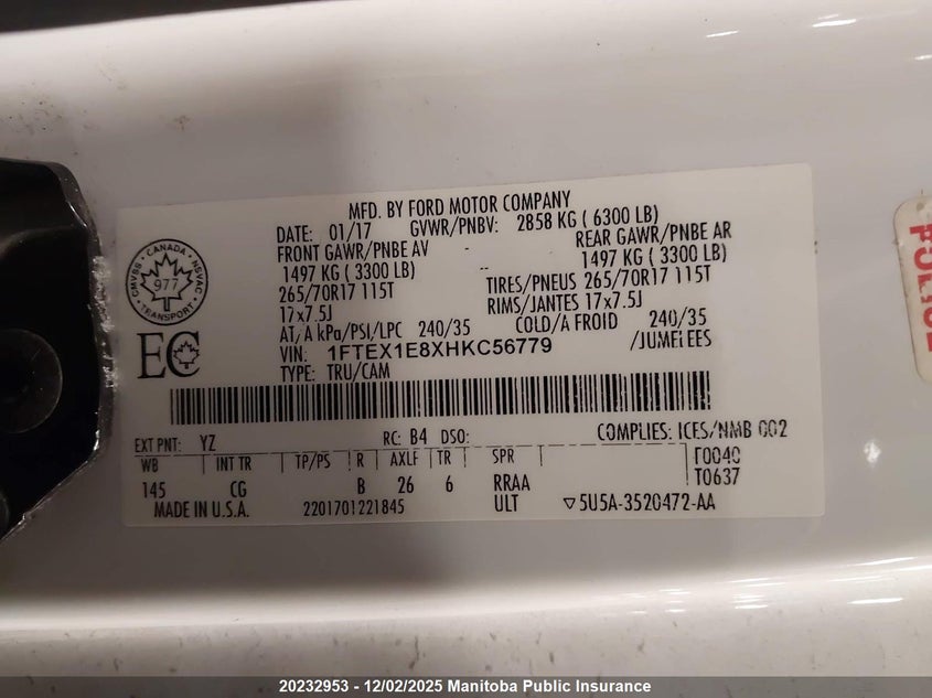 1FTEX1E8XHKC56779 2017 FORD  photo no. 9