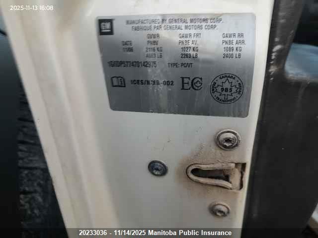 2007 Cadillac Cts 3.6L VIN: 1G6DP577470142975 Lot: 20233036