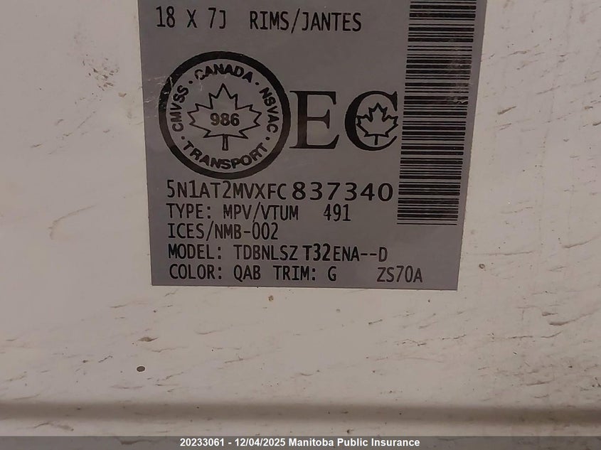 5N1AT2MVXFC837340 2015 NISSAN ROGUE photo no. 9