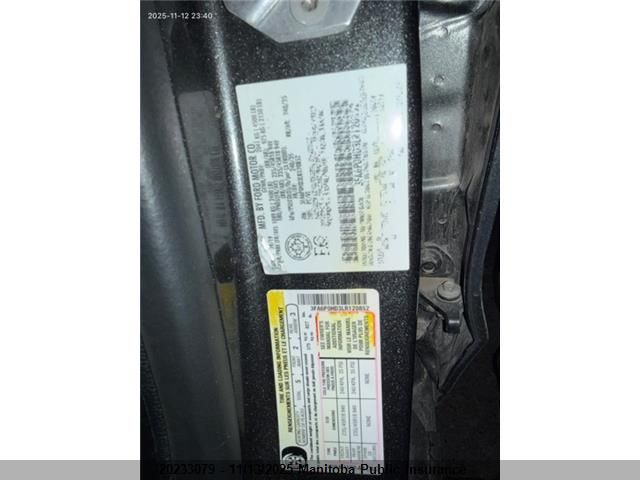 2020 Ford Fusion Se VIN: 3FA6P0HD3LR120852 Lot: 20233079