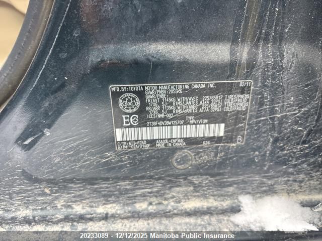 2011 Toyota Rav4 VIN: 2T3BF4DV3BW125707 Lot: 20233089