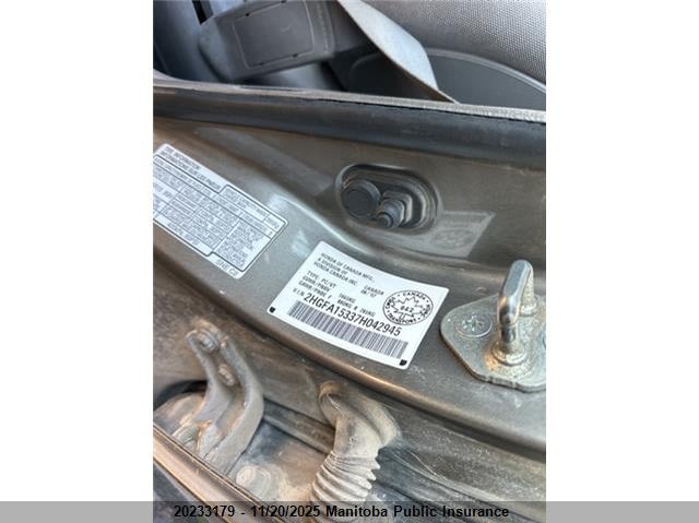 2HGFA15337H042945 2007 HONDA CIVIC photo no. 9