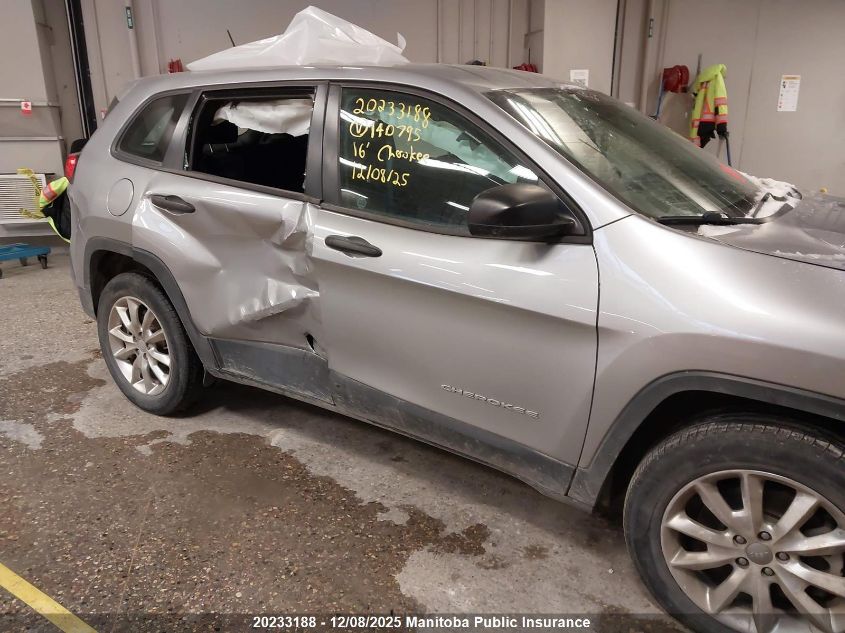 2016 Jeep Cherokee Sport VIN: 1C4PJLAB0GW140795 Lot: 20233188