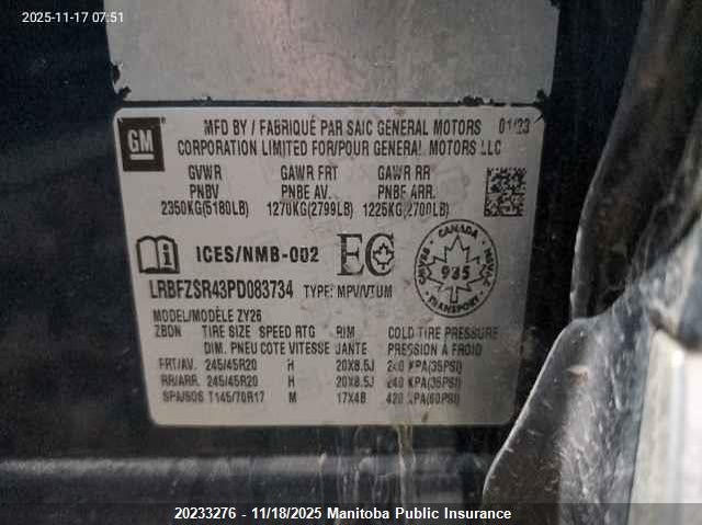 2023 Buick Envision Avenir VIN: LRBFZSR43PD083734 Lot: 20233276