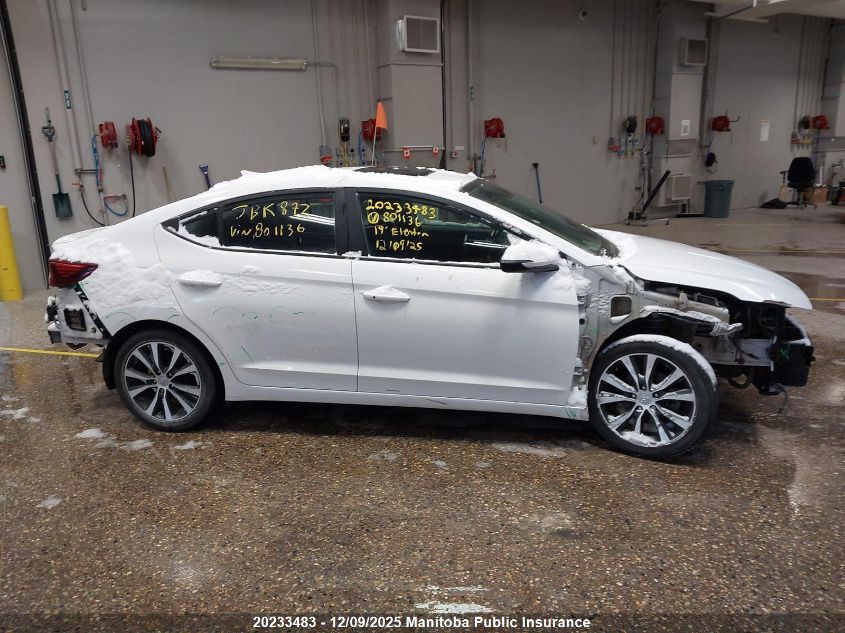 2019 Hyundai Elantra Preferred VIN: KMHD84LF6KU801136 Lot: 20233483