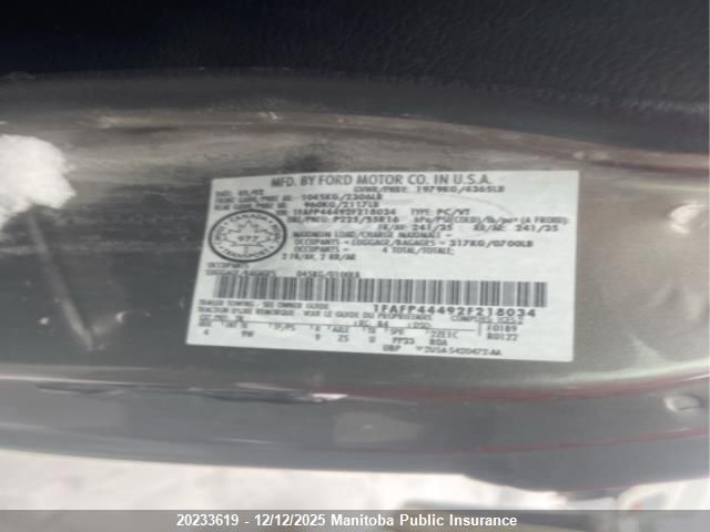 2002 Ford Mustang VIN: 1FAFP44492F218034 Lot: 20233619