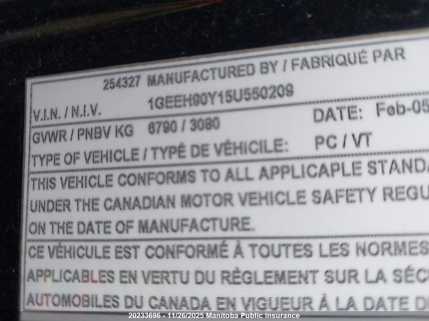 1GEEH90Y15U550209 2005 CADILLAC  photo no. 9