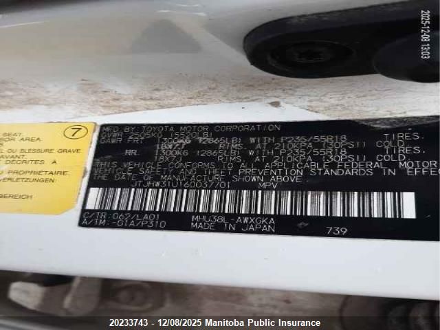 2006 Lexus Rx400H VIN: JTJHW31U160037701 Lot: 20233743