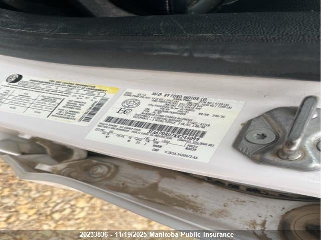 2019 Ford Fusion Hybrid Titanium VIN: 3FA6P0RU7KR244099 Lot: 20233836