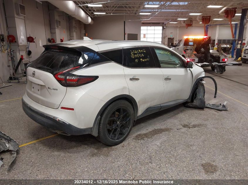 2019 Nissan Murano Sl VIN: 5N1AZ2MS2KN148914 Lot: 20234012