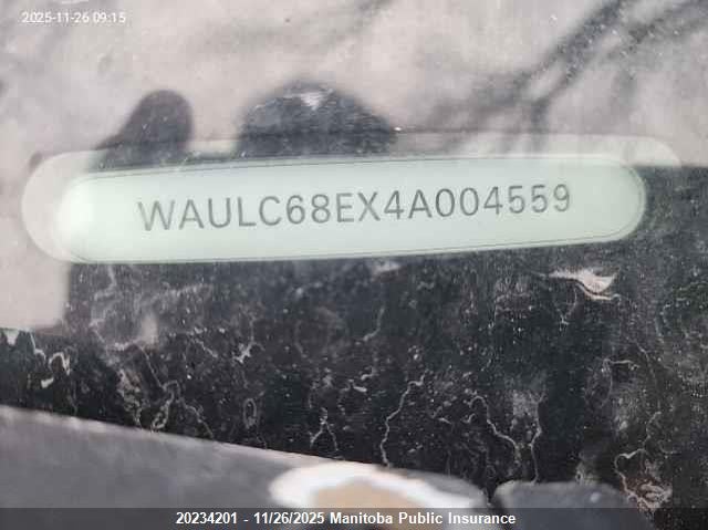 2004 Audi A4 1.8T Quattro VIN: WAULC68EX4A004559 Lot: 20234201