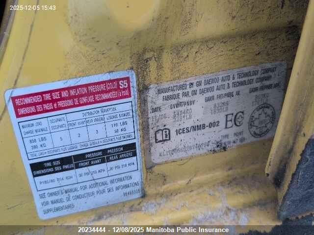 2007 Chevrolet Aveo Ls VIN: KL1TD65637B745798 Lot: 20234444