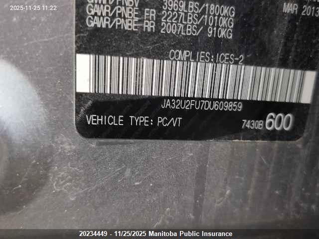 2013 Mitsubishi Lancer Se VIN: JA32U2FU7DU609859 Lot: 20234449