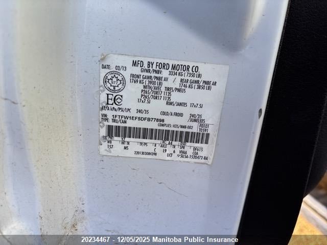 1FTFW1EF5DFB77898 2013 FORD F-150 photo no. 9