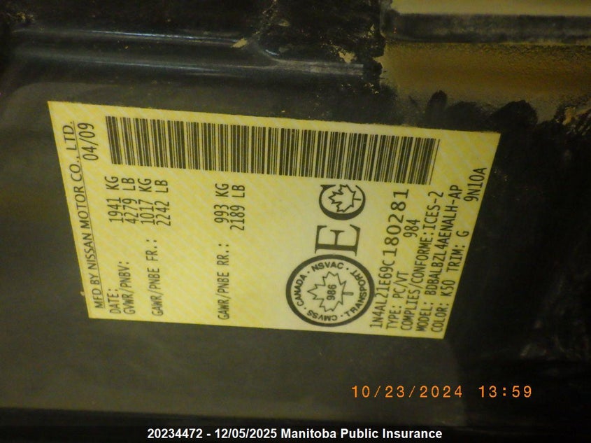 1N4AL21E69C180281 2009 NISSAN ALTIMA photo no. 5