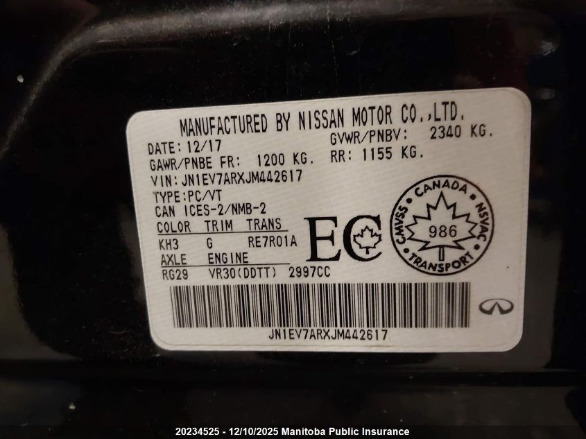 2018 Infiniti Q50 Sport 3.0T VIN: JN1EV7ARXJM442617 Lot: 20234525