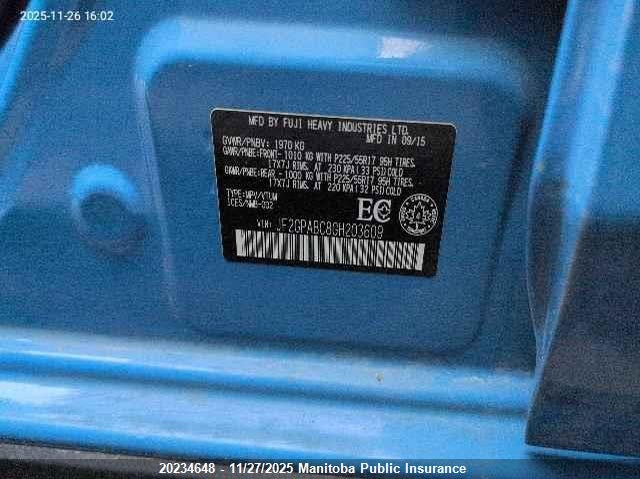 2016 Subaru Crosstrek VIN: JF2GPABC8GH203609 Lot: 20234648