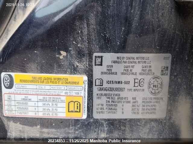 2017 Chevrolet Traverse Lt VIN: 1GNKVGKD2HJ263607 Lot: 20234853