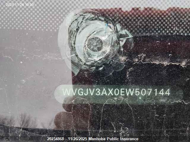 2014 Volkswagen Tiguan 2.0 Tsi VIN: WVGJV3AX0EW507144 Lot: 20234868