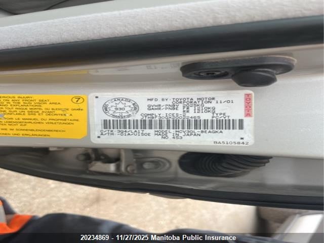 2002 Lexus Es 300 VIN: JTHBF30GX20022465 Lot: 20234869