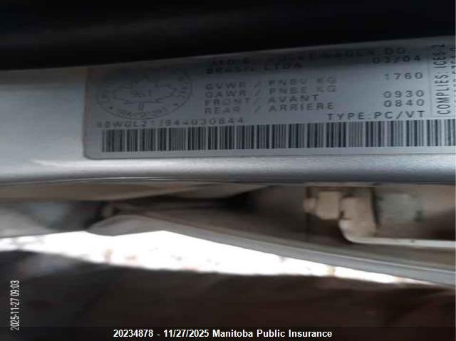 2004 Volkswagen Golf Gls VIN: 9BWGL21J644030844 Lot: 20234878