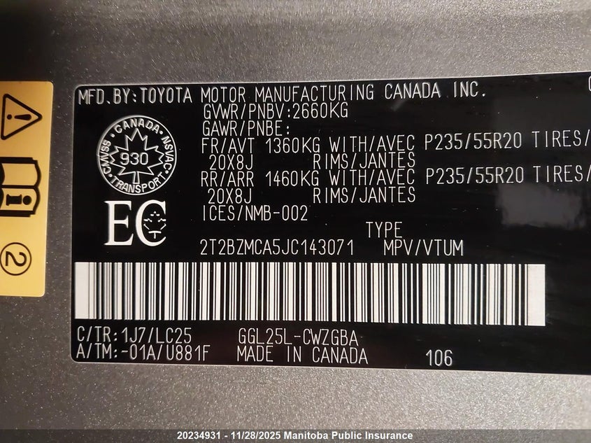 2018 Lexus Rx350 VIN: 2T2BZMCA5JC143071 Lot: 20234931