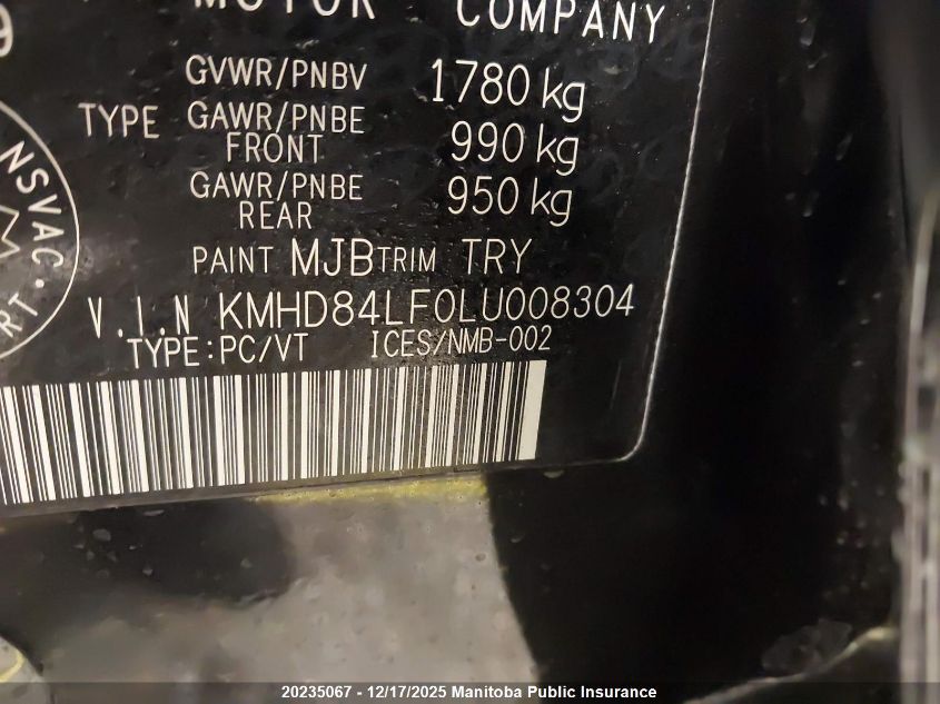 2020 Hyundai Elantra Preferred VIN: KMHD84LF0LU008304 Lot: 20235067