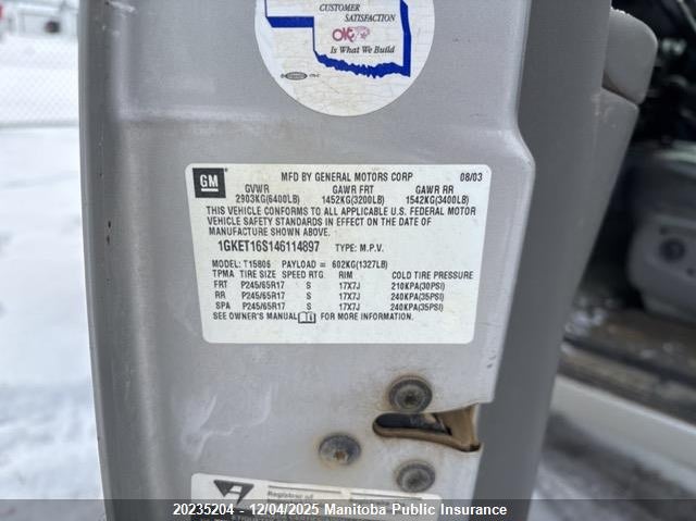 1GKET16S146114897 2004 GMC ENVOY photo no. 9
