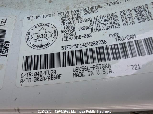 5TFDY5F14DX280736 2013 TOYOTA TUNDRA photo no. 9