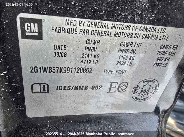 2G1WB57K991120852 2009 CHEVROLET IMPALA photo no. 8