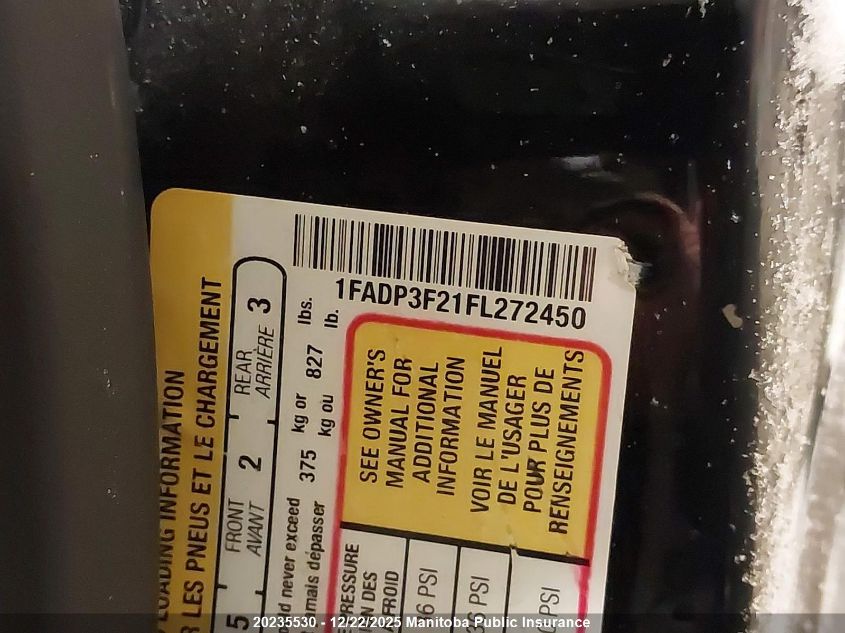 2015 Ford Focus Se VIN: 1FADP3F21FL272450 Lot: 20235530