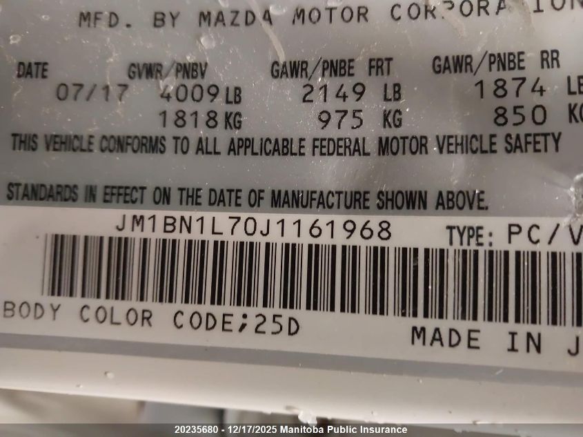 2018 Mazda Mazda3 Sport Gs Sky VIN: JM1BN1L70J1161968 Lot: 20235680