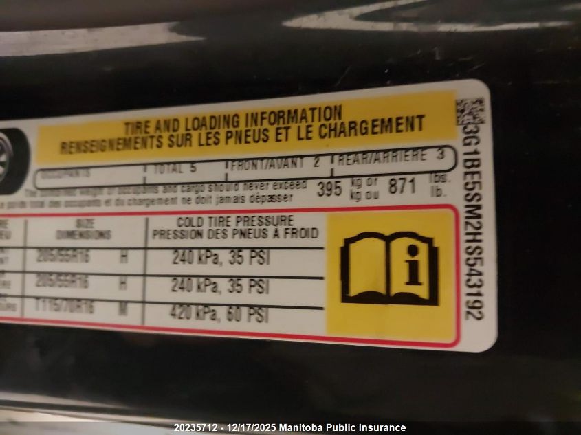 2017 Chevrolet Cruze Lt Turbo VIN: 3G1BE5SM2HS543192 Lot: 20235712