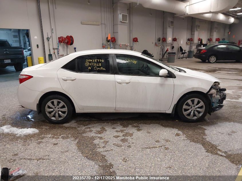 2014 Toyota Corolla Le VIN: 2T1BURHE5EC103168 Lot: 20235770