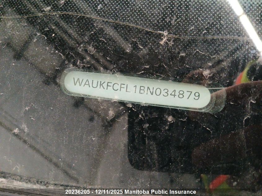 2011 Audi A4 2.0T Quattro VIN: WAUKFCFL1BN034879 Lot: 20236205