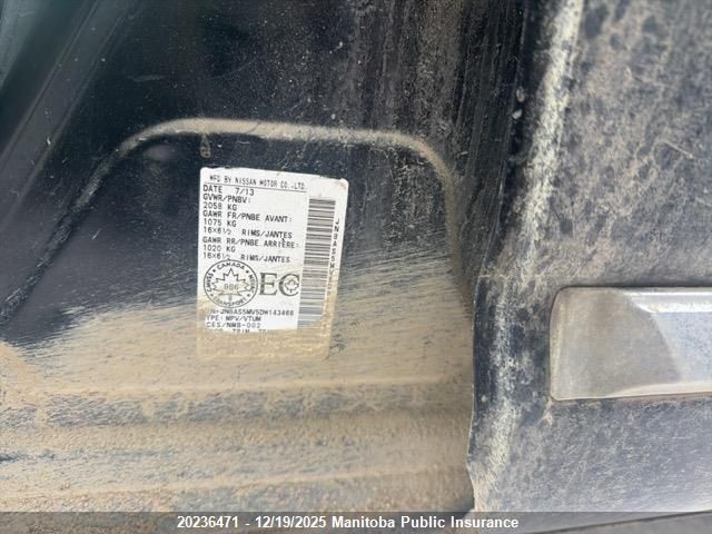 2013 Nissan Rogue Sv VIN: JN8AS5MV5DW143468 Lot: 20236471